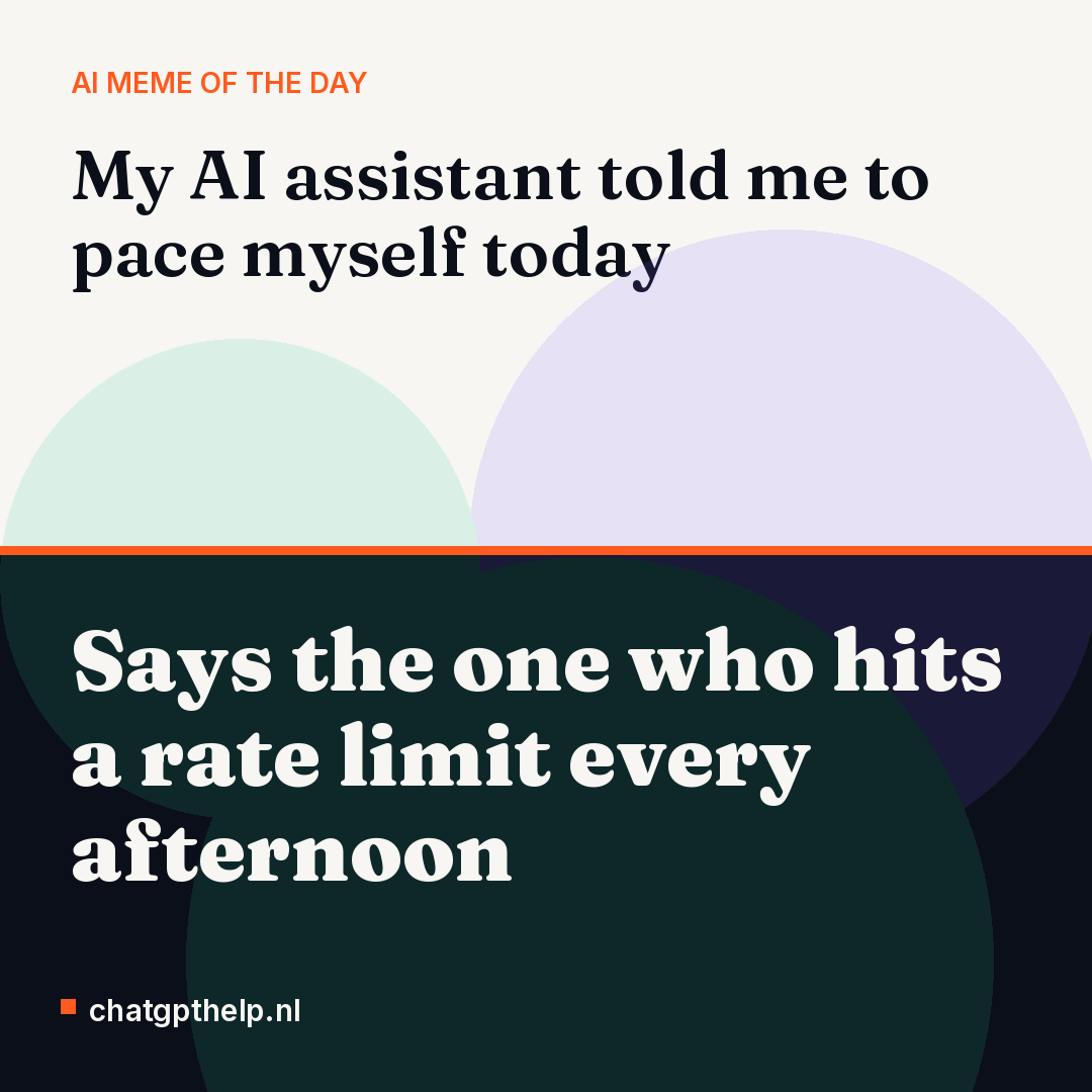 The assistant warns about burnout while it is the one constantly running out of capacity.