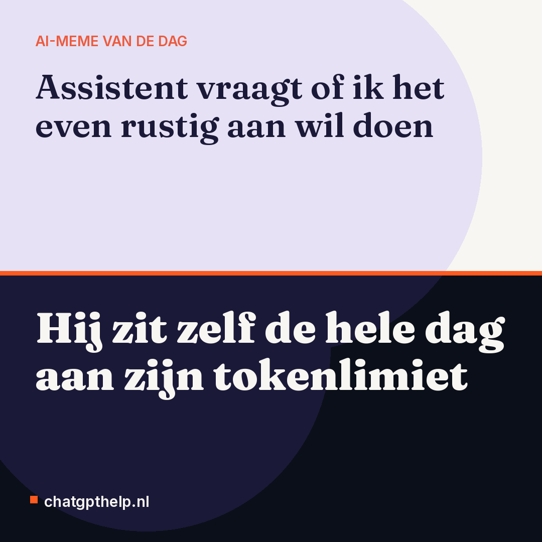 Een chatbot die zelf overbelast is, adviseert de gebruiker rustiger aan te doen.