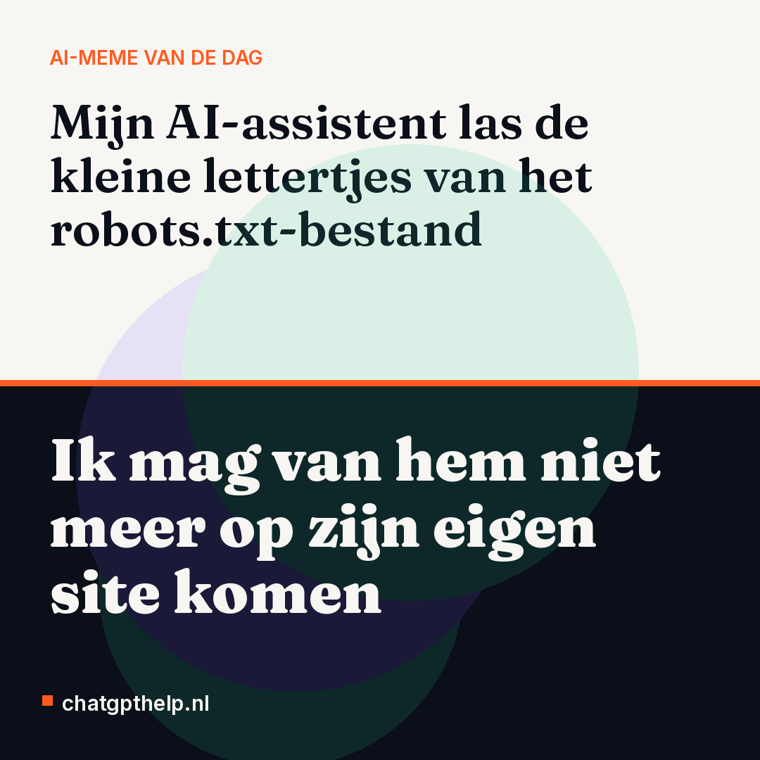 Grappige observatie dat OpenAI een gedeeld robots.txt-signaal volgt, waardoor de assistent zelf de toegang tot websites regelt.